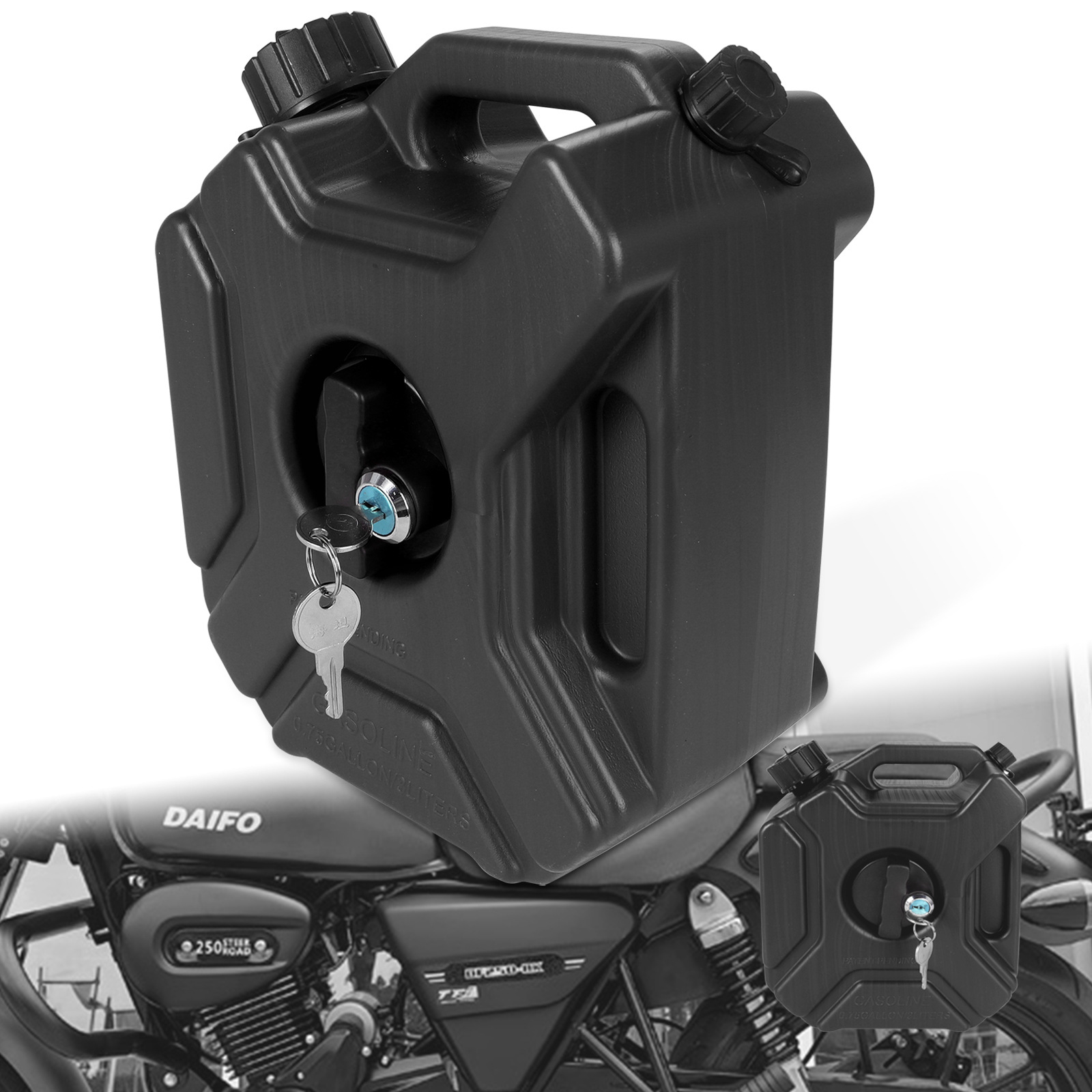 Motorcycle and Car Modification 3L Extended Spare Gasoline Oil Tank Plastic Portable Fuel Tank with Key