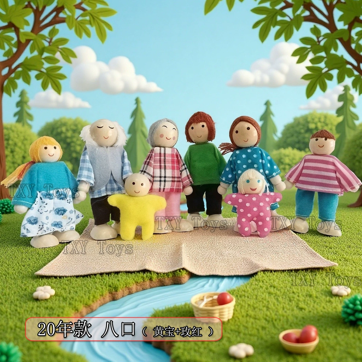 Трансграничные 20-летние куклы, деревянные куклы-домики на семь и восемь человек, развивающие игрушки, семейные суставы, передвижные