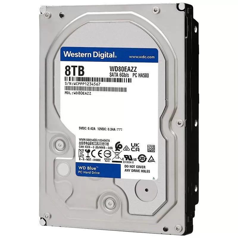 Подходит к SATA West Digital WD Blue Disk WD80EAZZ 8T Машина Машинная Механический Жесткий диск Вертикальный 3.5 Английский