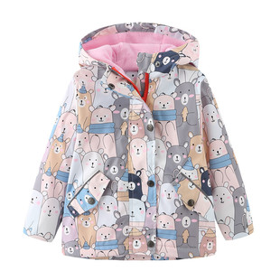 Winter Children's Fleece Coat Boys and Girls Fleece-Lined Rush Coat New Top Coat Cartoon Printed Rush Coat