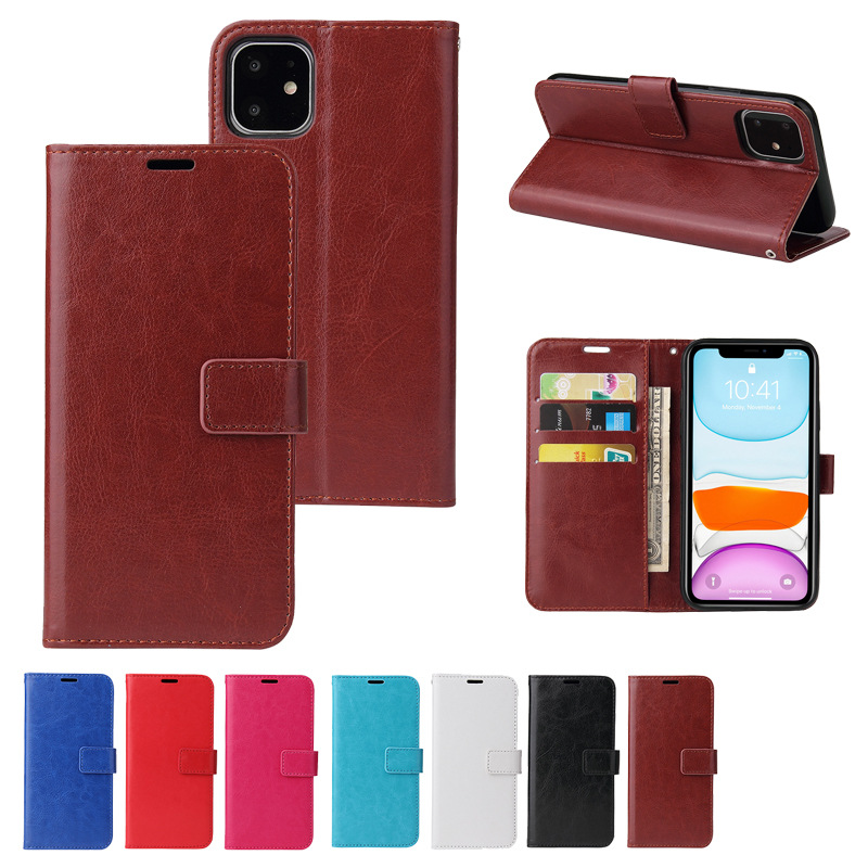 For Apple 16 Flip Phone Case iPhone15promax Anti-Drop Protective Case Crazy Horse Crystal Material Leather Case