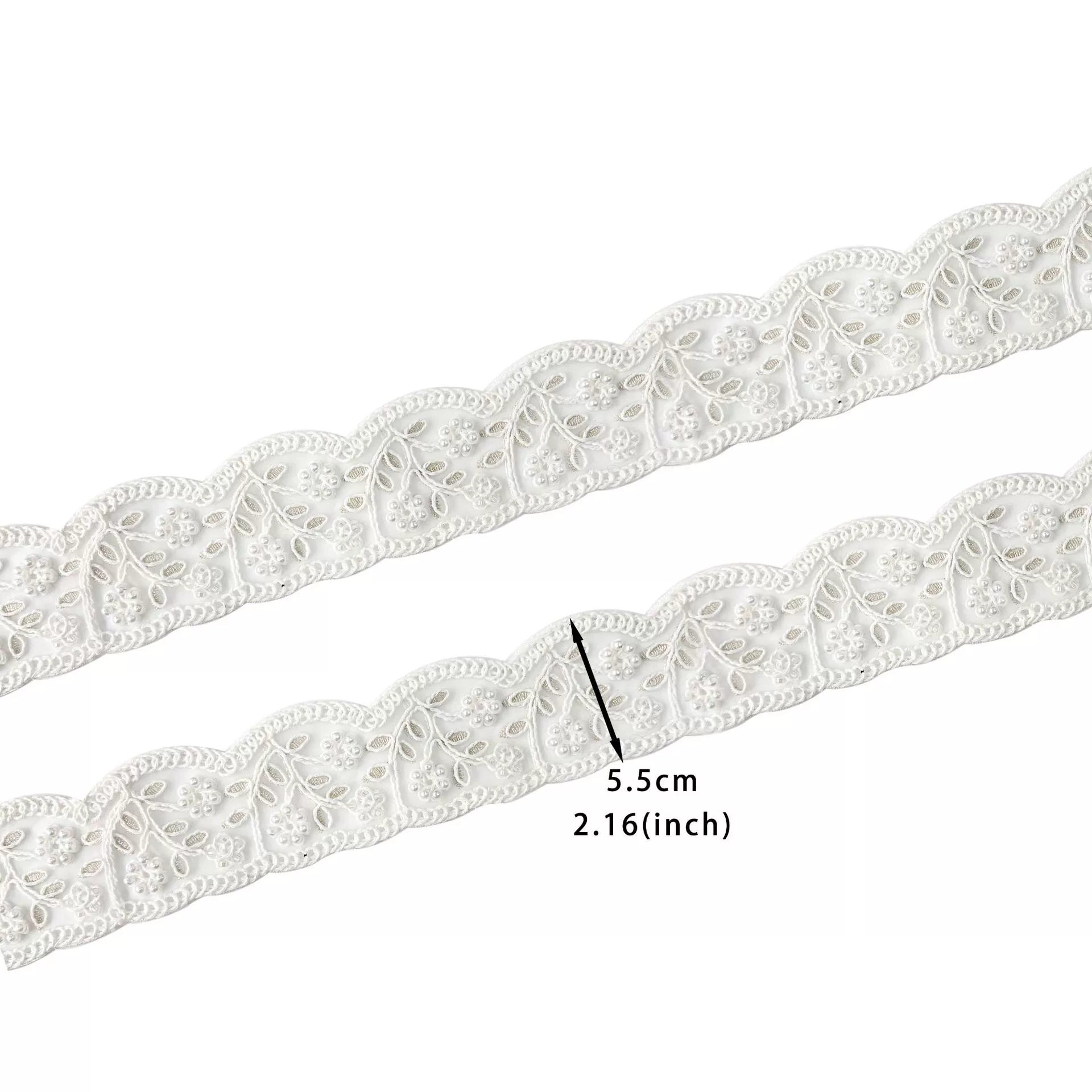 White organza strands beading three-dimensional flower embroidery barcode clothing cuffs belt decorative lace accessories