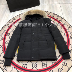外贸专供羽绒服男士派克大衣外套带狼毛