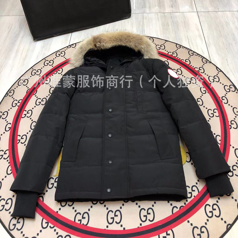 Foreign Trade Specializes in Men's Parka Jackets with down Filling and Wolf Fur Trim