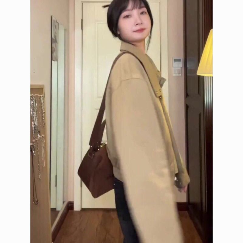 美式复古工装短款棒球外套女2025新款宽松韩系立领冲锋衣上衣夹克|undefined