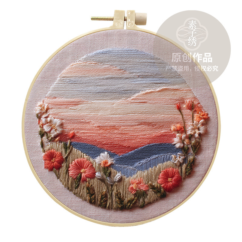 オリジナル-越境新商品 刺繍DIY 風景 手芸布素材キット クリエイティブ手芸針仕事 英語|undefined