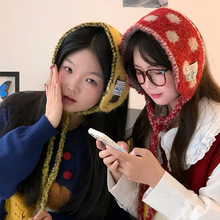 冬季耳罩保暖加厚2025新款可爱波点针织绑带护耳秋冬防风百搭批发