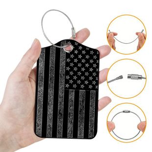 Luggage tag black and white star stripe pattern cross-border double fabric leather temu in stock lanyard boarding pass anti-lost