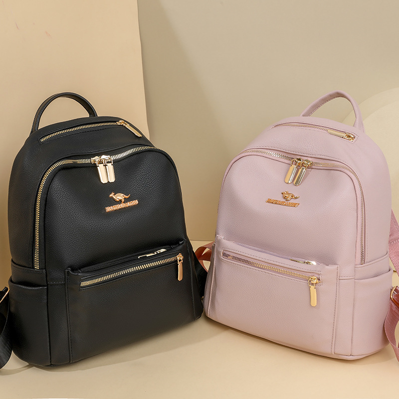 Textura transfronteriza sencilla de dama retro europea y americana mochila de viaje de gran capacidad de color sólido sencilla mochila de viaje de hombro