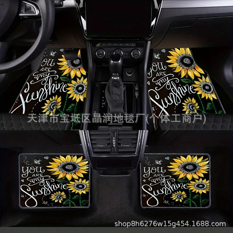 Temu Can Deliver Car Universal Four-Piece Set of Floor Mats for Main and Passenger Seats, Stain-Resistant, Wear-Resistant and Dust-Proof Floor Mats, Cab Mats