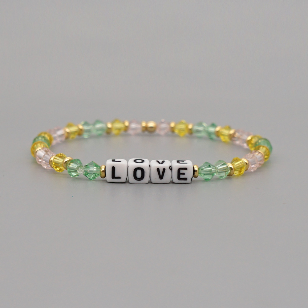 Korea color crystal love letter handmade beaded braceletpicture6