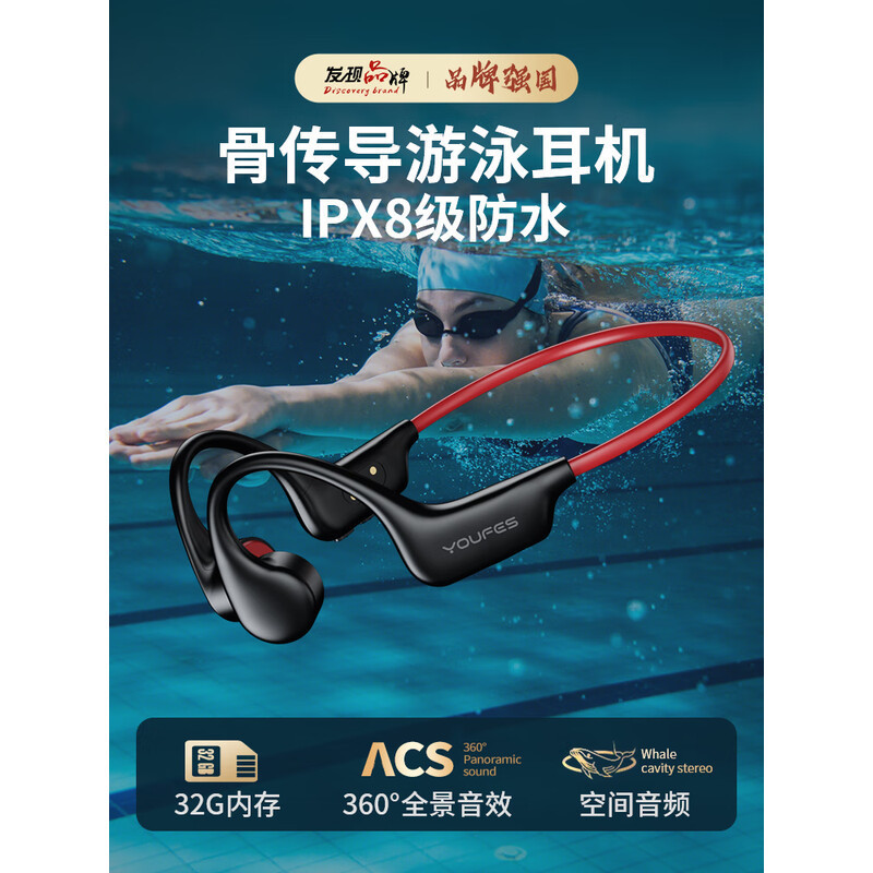 Yangfeisi bone conduction bluetooth headset without ear-hanging sports headset IPX8 waterproof swimming wireless headset
