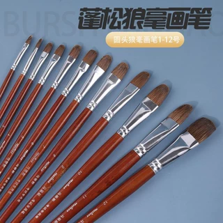 马蒂斯狼毫丙烯画笔圆头水彩笔油画笔软毛水粉笔排笔油画学生画笔