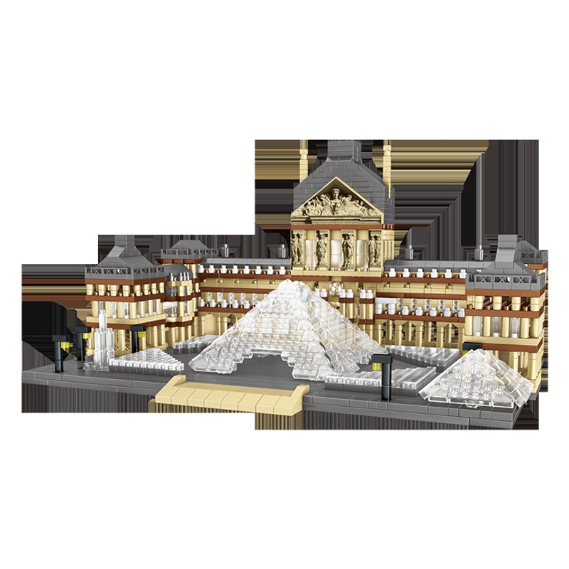 Diversión LZ8040 Louvre diamante en miniatura pequeñas partículas ensamblando bloques de construcción Edificio de ocio modelo de juguete de autoensamblaje