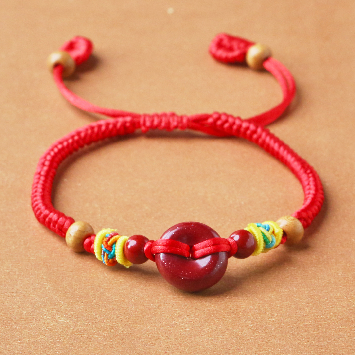 New Cinnabar Safety Buckle Red Bracelet for Babies, Kidsren, Pregnant Women, Peach Wood Birth Year Handmade Bracelets for Men and Women Gifts