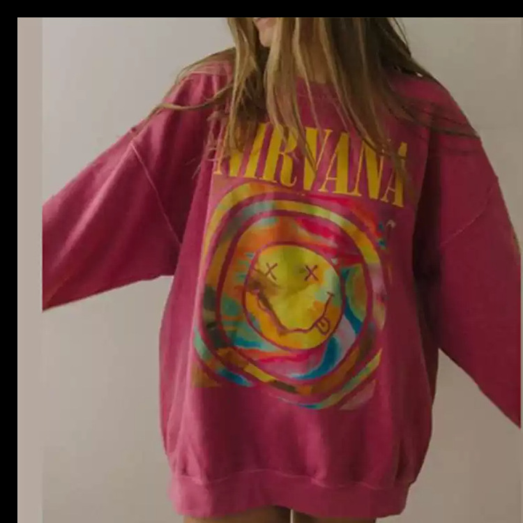 2023 AliExpress Amazon Cross-border Foreign Trade Three-color Pullover Printed Round Neck All-match Sweatshirt Women