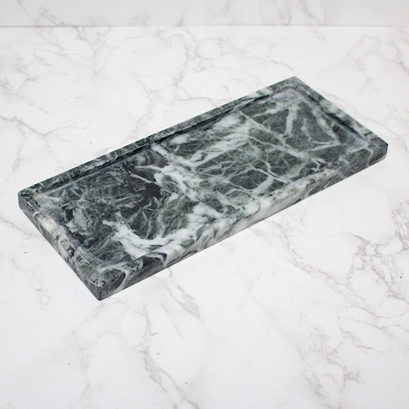 Paleta de mármol natural de lujo moderno, lavabo de baño de hotel, adornos de bandeja de almacenamiento de alta calidad