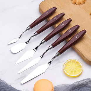 5 pieces suit stainless steel cream small spatula chocolate sugar cake smooth carved demoulding baker Hua Geng