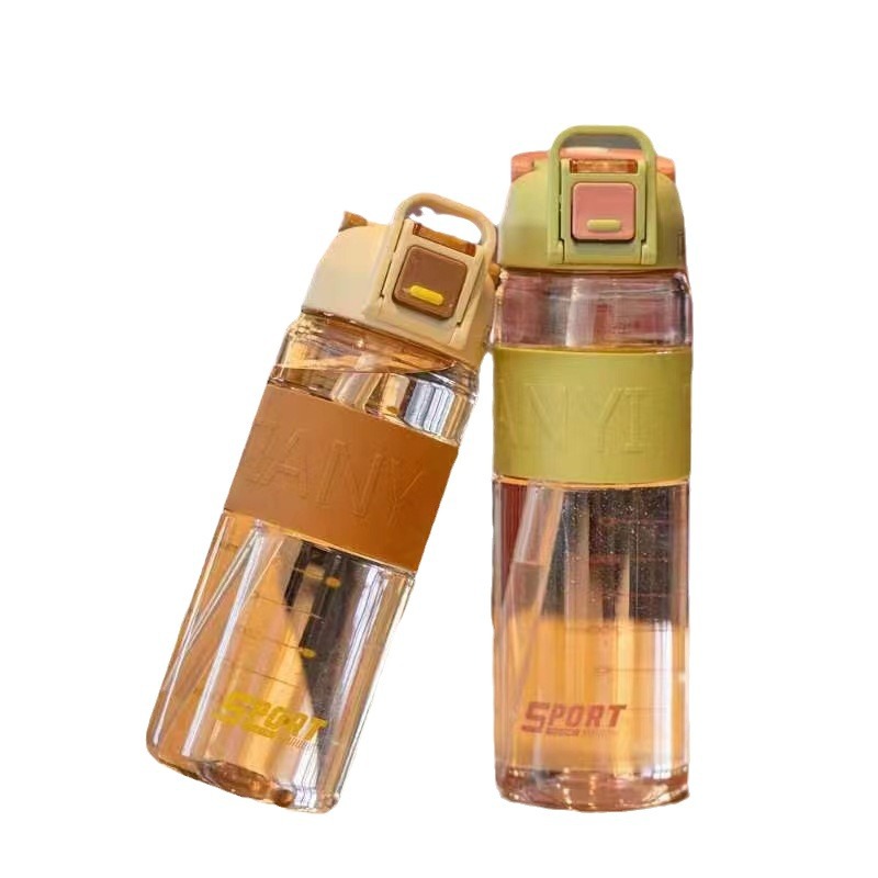 FUENTE Fábrica Tianyi 0947 taza de plástico transparente fresco cubierta de cuero taza de plástico taza de agua de paja taza de agua de Estudiante Adulto