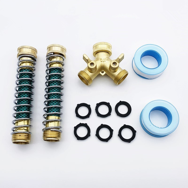 美式花园弹簧软管 防扭结保护器 水龙头水管连接器Y形分水器套装