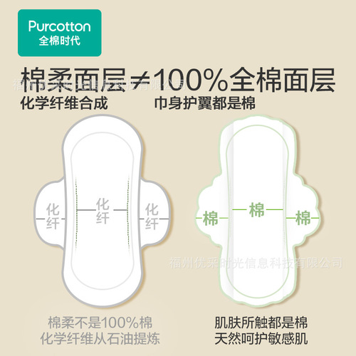 全棉时代奈丝公主卫生巾女生纯棉亲肤超薄迷你型护垫150mm20片