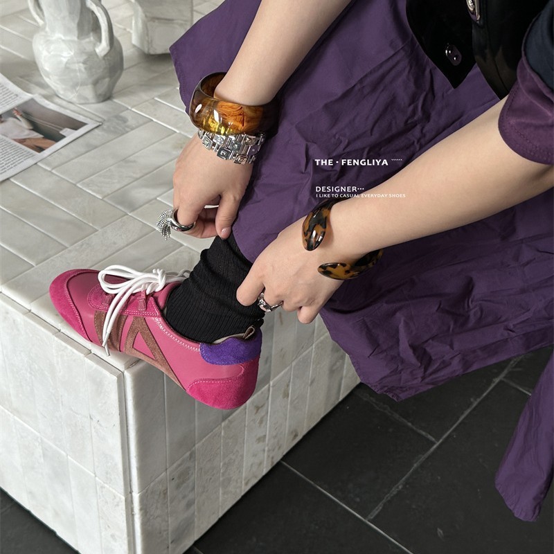 真皮阿甘德训鞋女2025新款春秋学生爆款软平底百搭休闲运动鞋板鞋|undefined