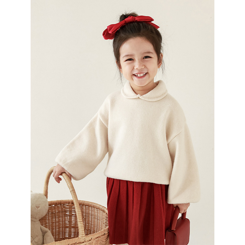 Suéter simple del color sólido de las muchachas lindas de Qiuduo 2024 Suéter glutinoso suave grueso del estilo coreano de los nuevos niños del invierno