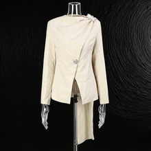 跨境欧美风小西装2025秋新款设计感长袖拼接不规则披肩短款外套女