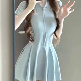 新品速干运动女泳衣甜美可爱显瘦纯欲修身连体夏季性感显瘦游泳衣