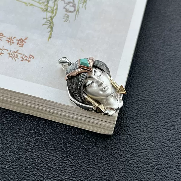 天使原创S925银绿松石夸张朋克饰品文玩潮流百搭饰品厂家直销