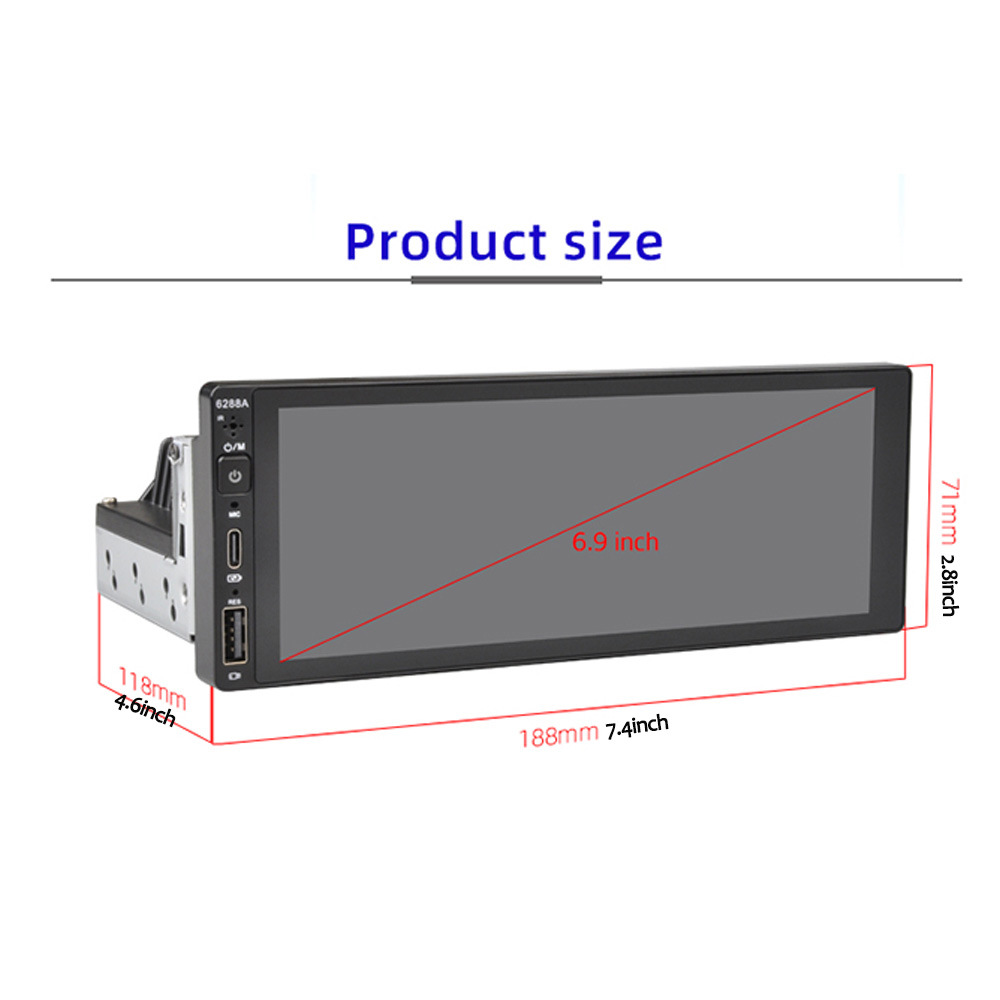 6.9 Inch 2+32 Wireless Carplay Single-Stick Android Machine Ips Capacitive Screen Smart Voice Car Player 12V