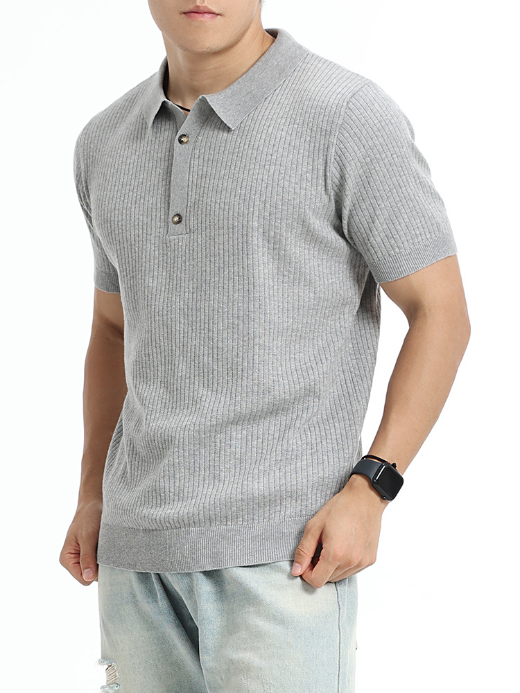 Cross-border exclusivo para 2026 hombres de verano de hielo de punto polo camiseta de manga corta camiseta de negocios de estilo europeo y americano