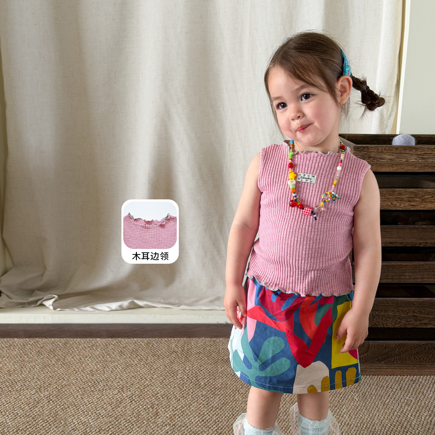 Sugar Pear ropa infantil niñas falda corta set verano 2026 nueva ropa infantil casual ropa de bebé niñas media falda