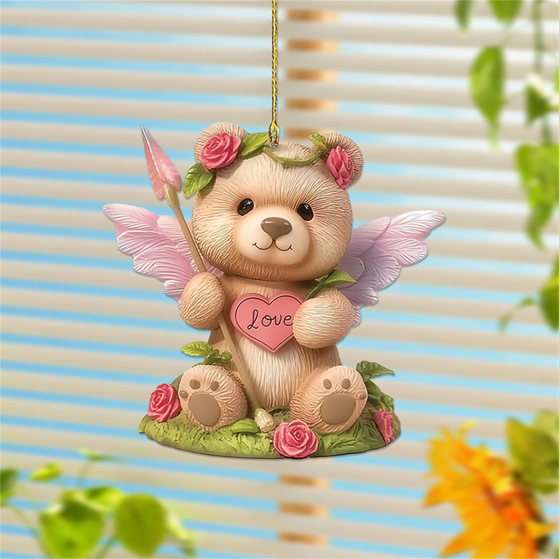 2D pequeños regalos para el día de San Valentín adornos adorables osos ángel decoración de árbol de Navidad colgante de automóvil llavero image 3