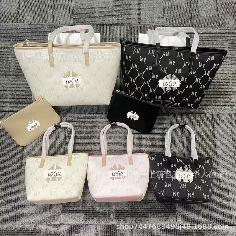 26 New Korean MLB Mother-and-Child Tote Bag with Full Print Pattern, Large Capacity Shopping Bag, Fashionable and Trendy Shoulder Bag, Handbag