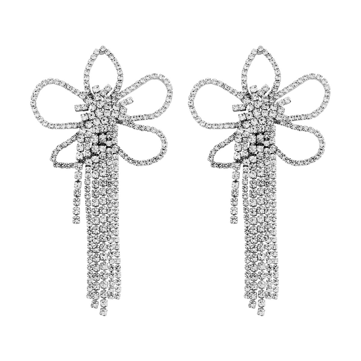 1 Pair Fashion Flower Alloy Inlay Rhinestones Womenu0027S Drop Earrings