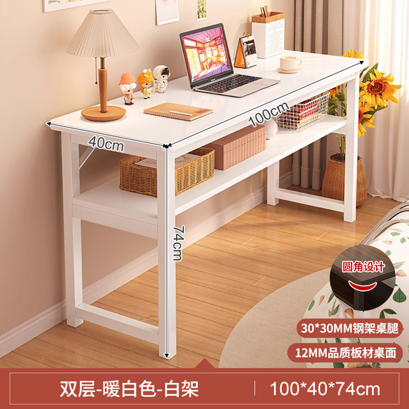 Escritorio para niñas dormitorio casero tabla larga tabla rectangular contra la pared tabla estrecha mesa de trabajo escritorio de computadora simple casa de alquiler image 26
