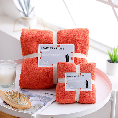 IAF#129 Bath towel wholesale Density Coral Picture Two piece set soft water uptake towel Bath towel suit