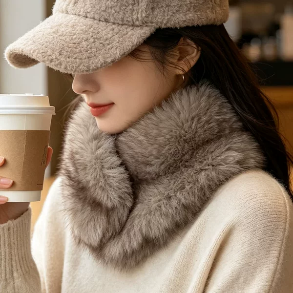 New autumn and winter magnetic plush neck warmer, faux fur warm and fluffy scarf, versatile double-sided thickened cold-proof fur collar
