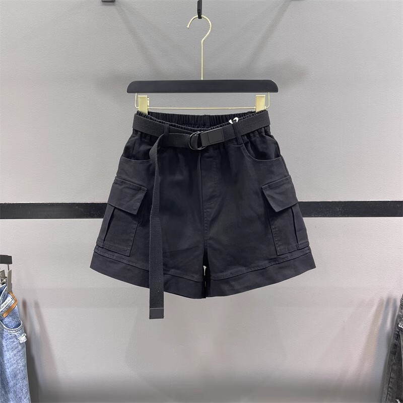 American-Style Military Green Pocket Cargo Denim Shorts for Women, 2025 New Summer High-Waisted Loose A-Line Wide-Leg Hot Pants American-Style Military Green Pocket Cargo Denim Shorts for Women, 2025 New Summer High-Waisted Loose A-Line Wide-Leg Hot Pants