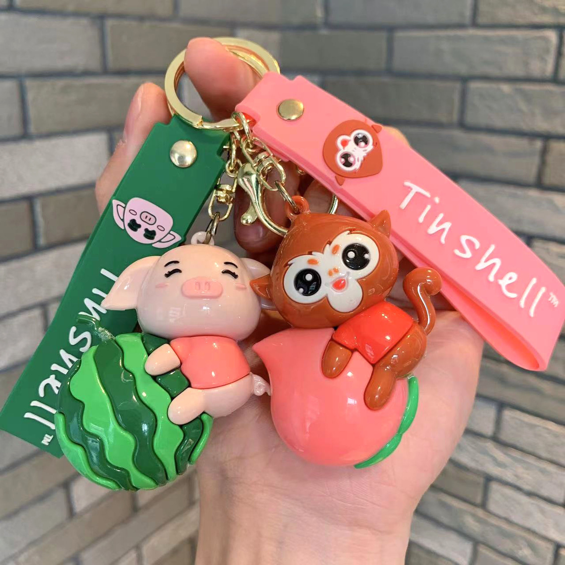 可爱贪吃小动物钥匙扣精致公仔汽车钥匙链挂件情侣背包挂饰小礼品