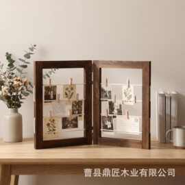 木质立式装饰相框照片明信片收纳架 桌面创意整理收纳相片架