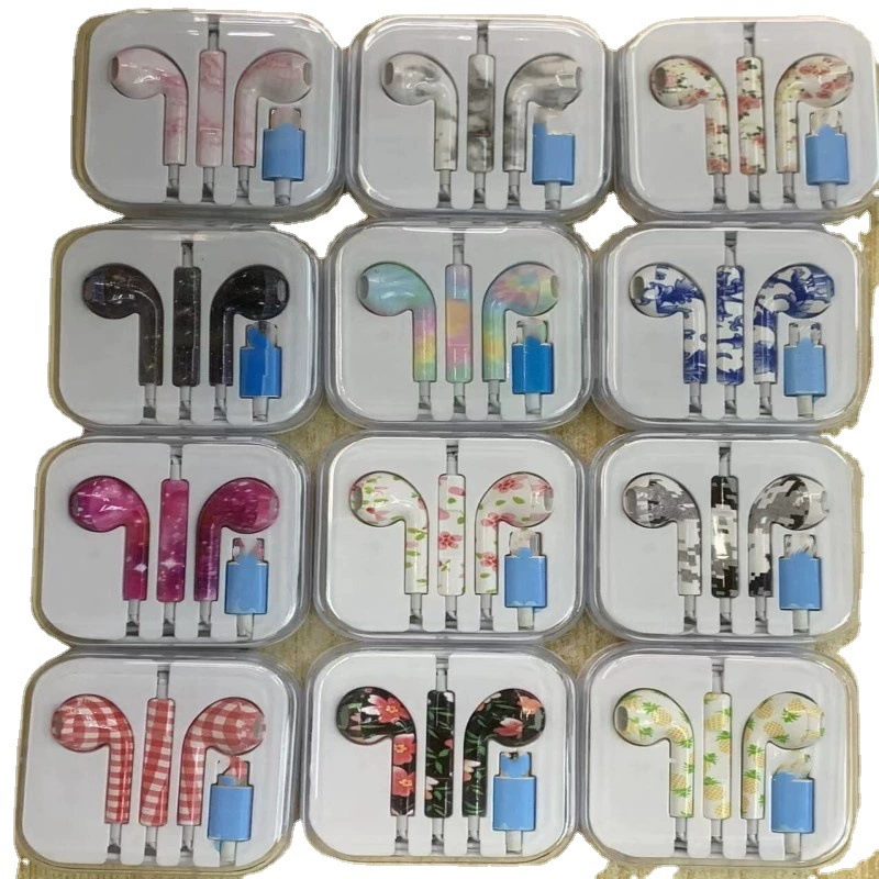 Apple, compatible headphones, painted earplugs, bluetooth, wire control, iphone, print