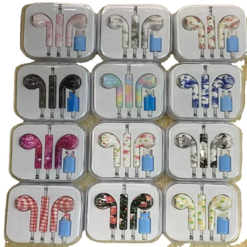Apple, compatible headphones, painted earplugs, bluetooth, wire control, iphone, print