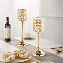 浪漫燭光晚餐輕奢歐式水晶燭台擺件現代簡約浪漫餐桌裝飾品蠟燭杯