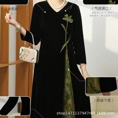 中年妈妈气质国风小香风女人味旗袍中国风新款显瘦时尚复古连衣裙