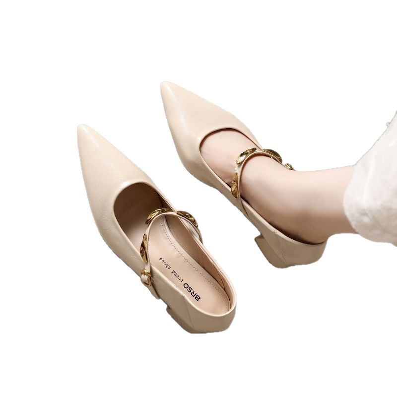 Zapatos Mary Jane de Tacón Ancho Ligero de PU para Trabajo y Otoño