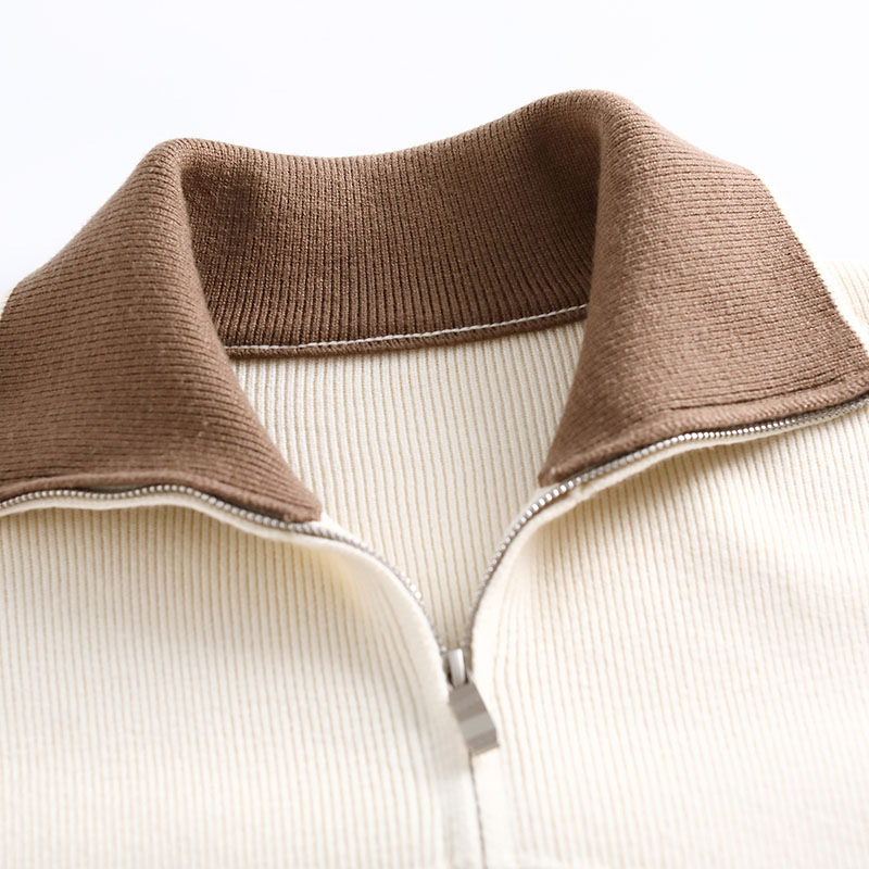 Comercio exterior ropa de hombre de color de solapa hombre camisa de manga larga camisa de punto de cremallera caliente chaqueta de moda