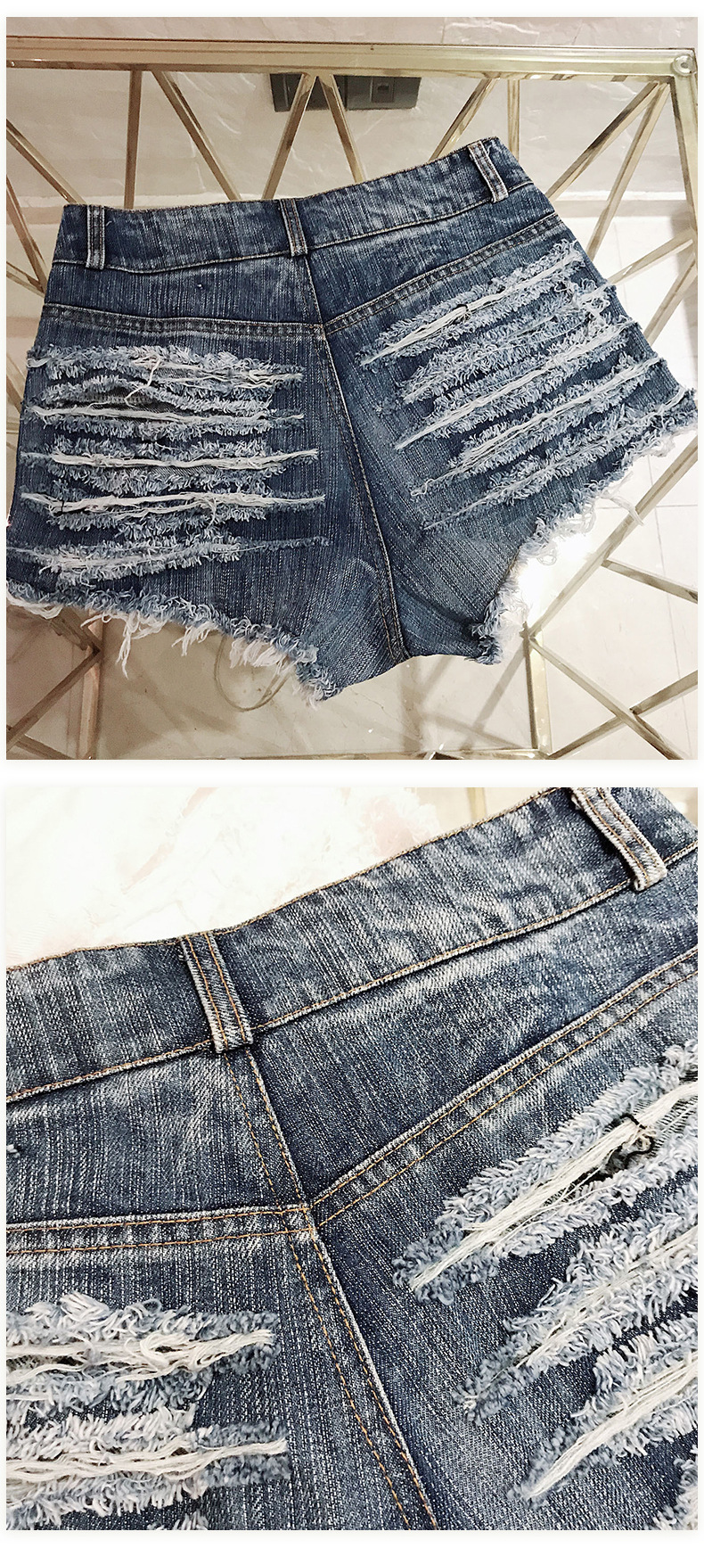 high waist ripped denim shorts NSML64128