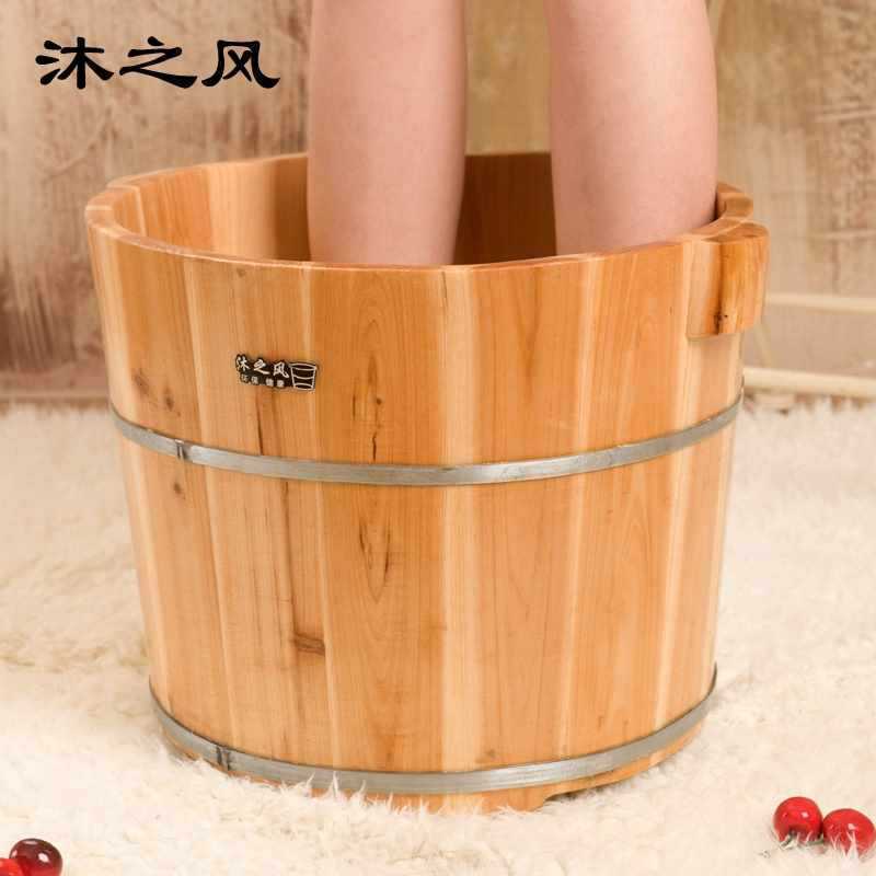 CM高足浴桶泡脚木桶洗脚盆实木木质足疗桶家用足浴桶加盖加深|undefined